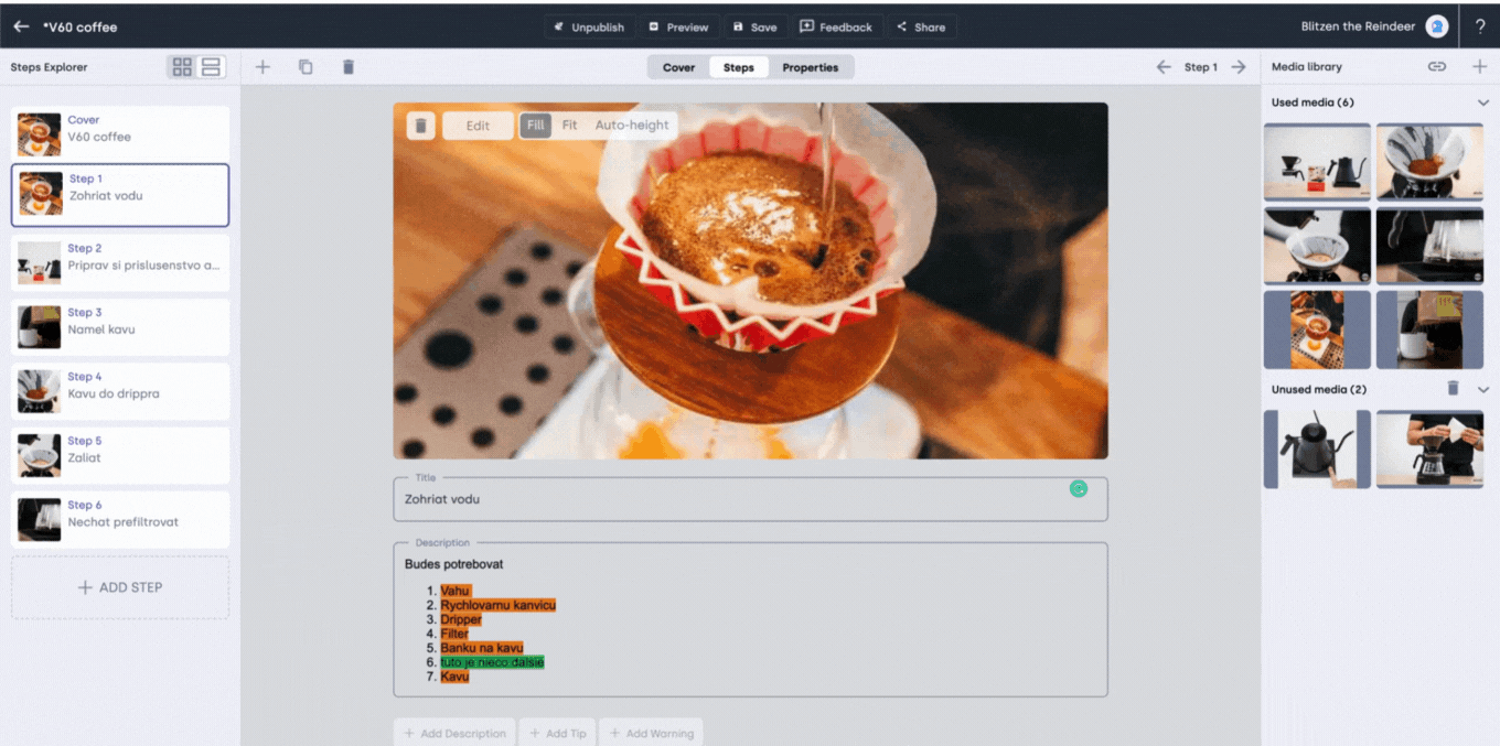 Demonstration of image auto height feature in resco.Guides