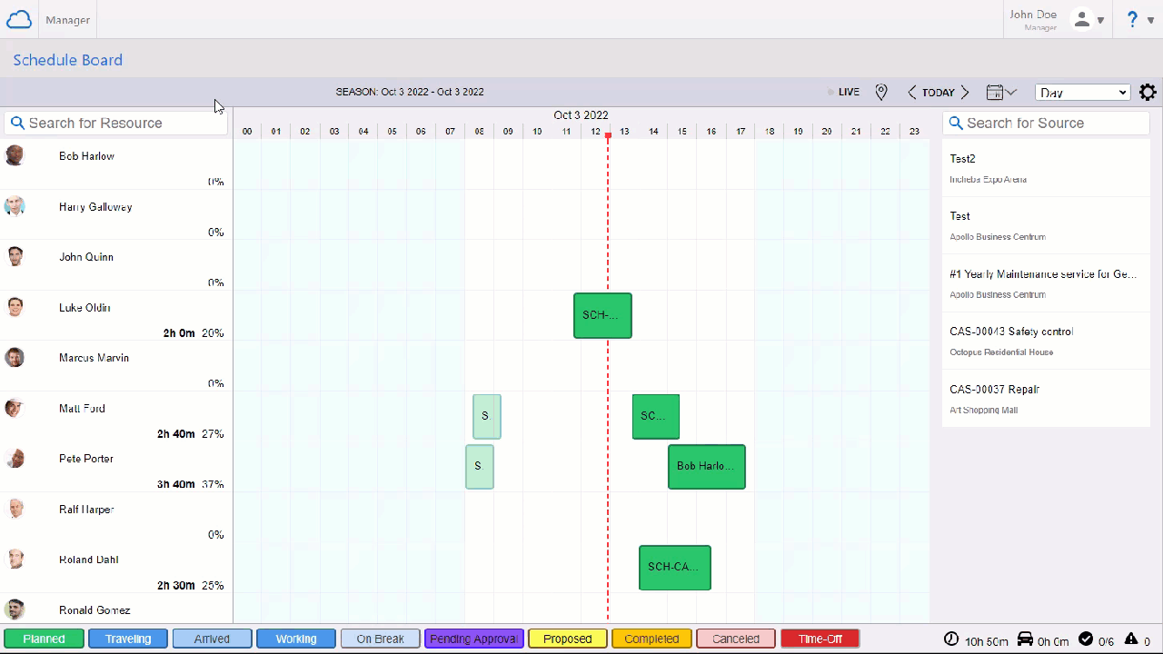 Live filtering of resources in Resco Schedule Board