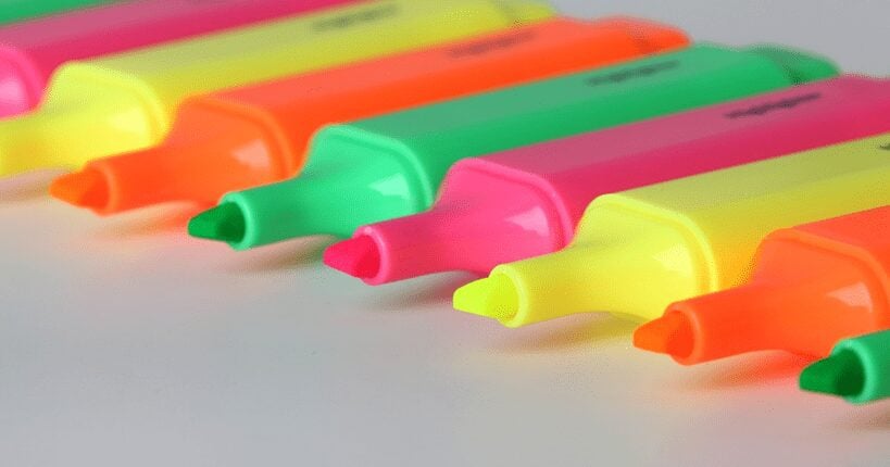 colorful neon highlighter pens