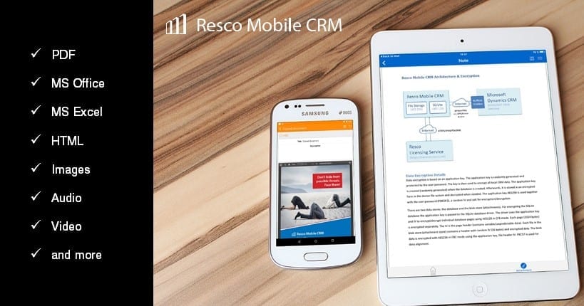 Samsung phone and iPad with Resco app running