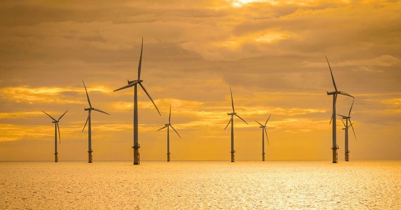 wind turbines on a yellow background