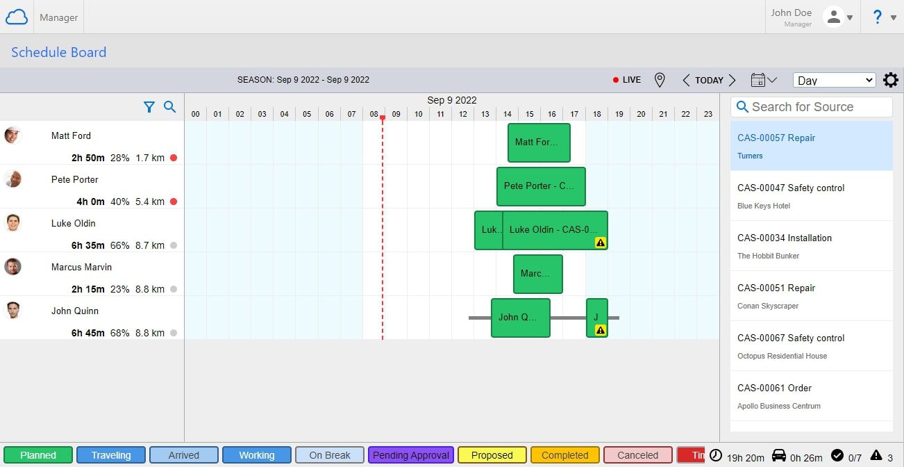 Advanced live filter in Resco Schedule Board