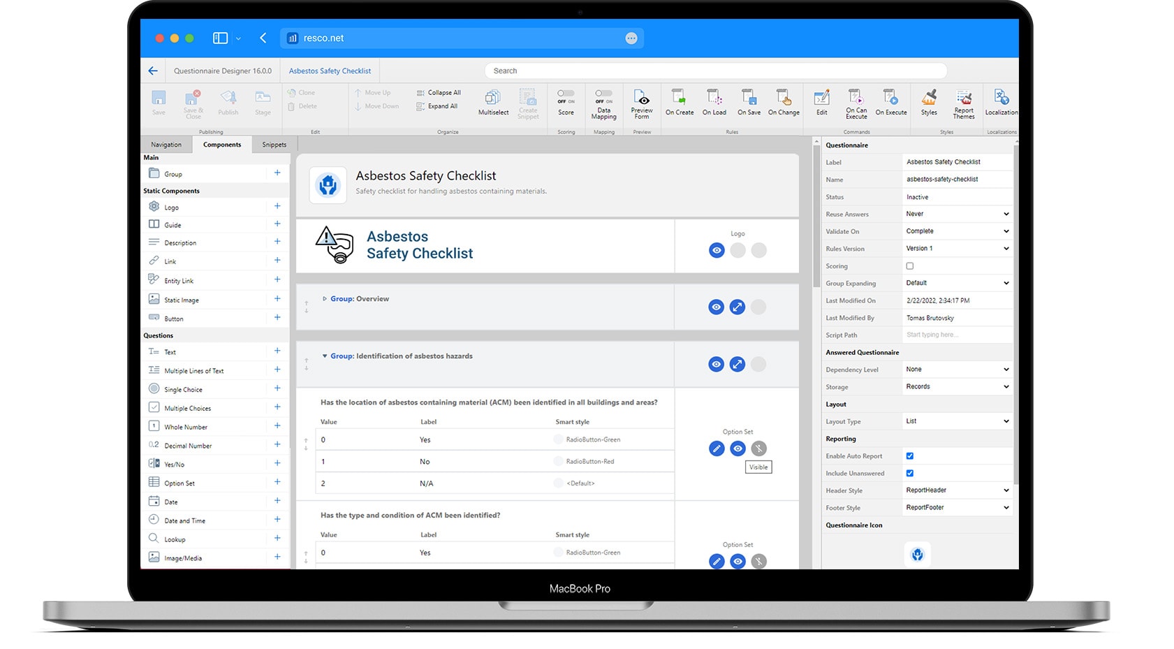 resco.Inspections checklist builder