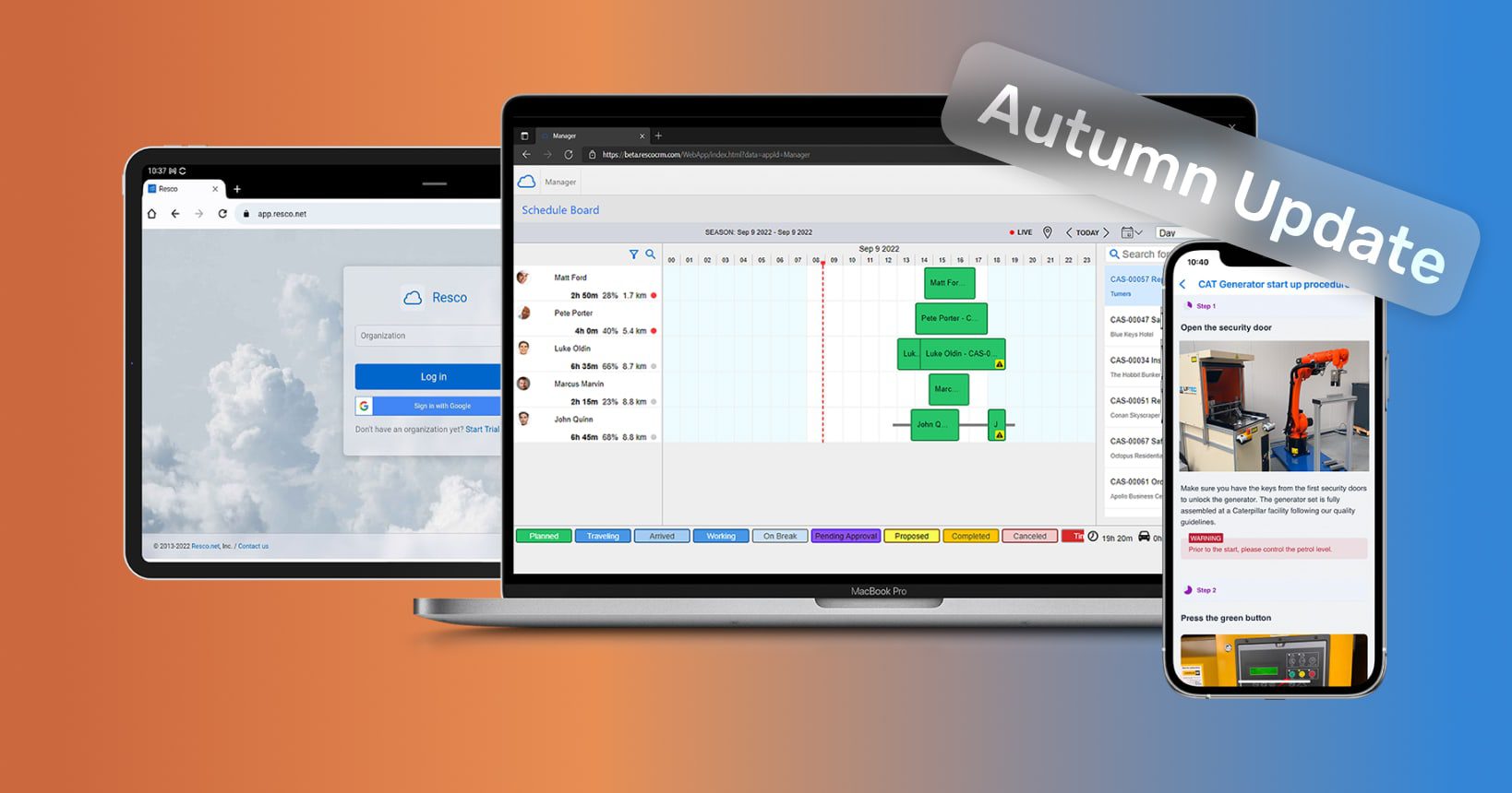 3 devices showcasing new features in Resco solutions