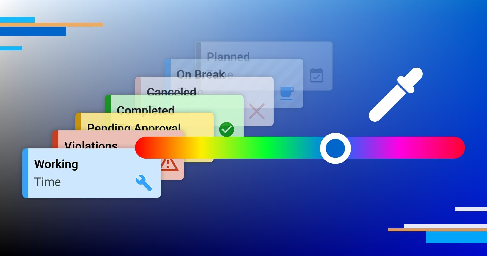 A visualization of color palete used in Resco Schedule Board