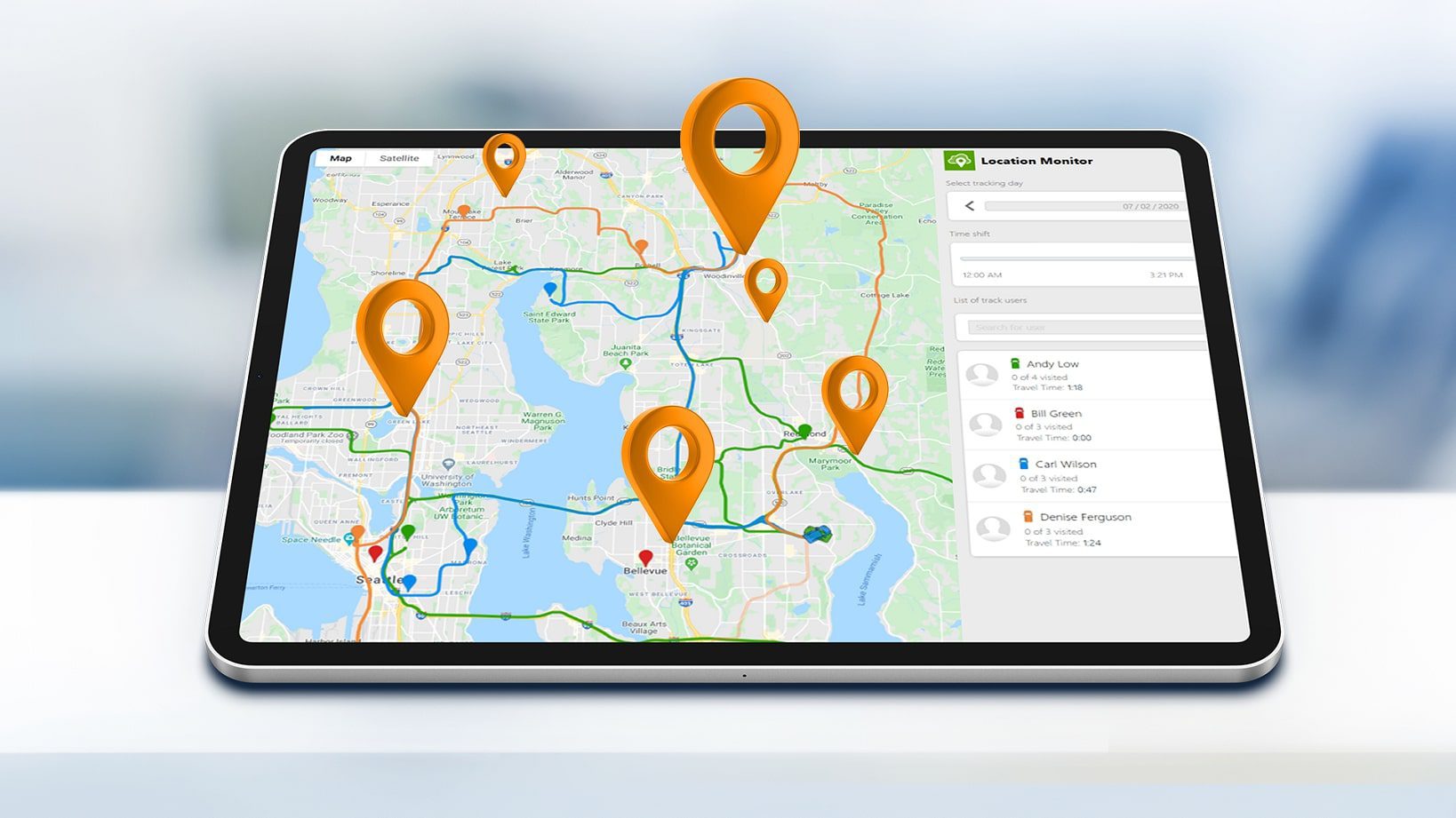 Resco location tracking feature on tablet