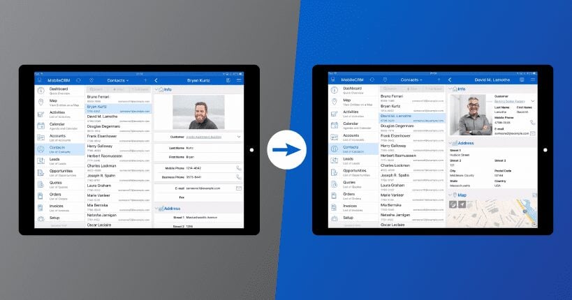 Two tablets with different form table designs