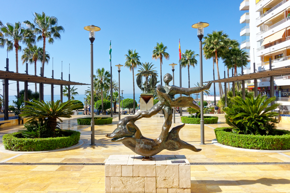 Salvador Dali's statute at Avenida del Mar in Marbella