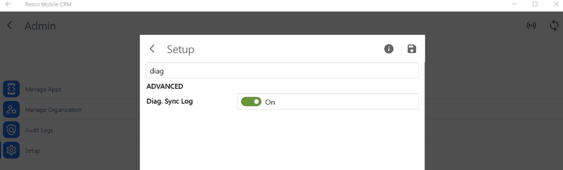 Sync log setup button in Woodford