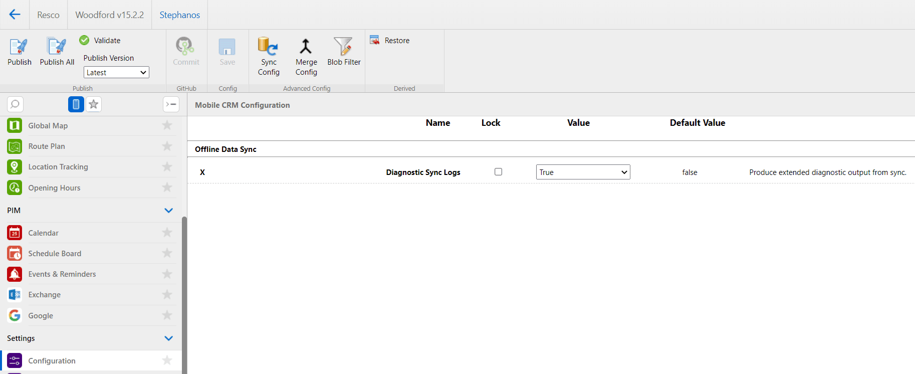 Sync log entities in Woodford