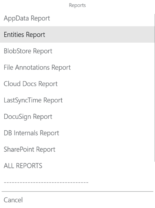 Storage analyzer blob report