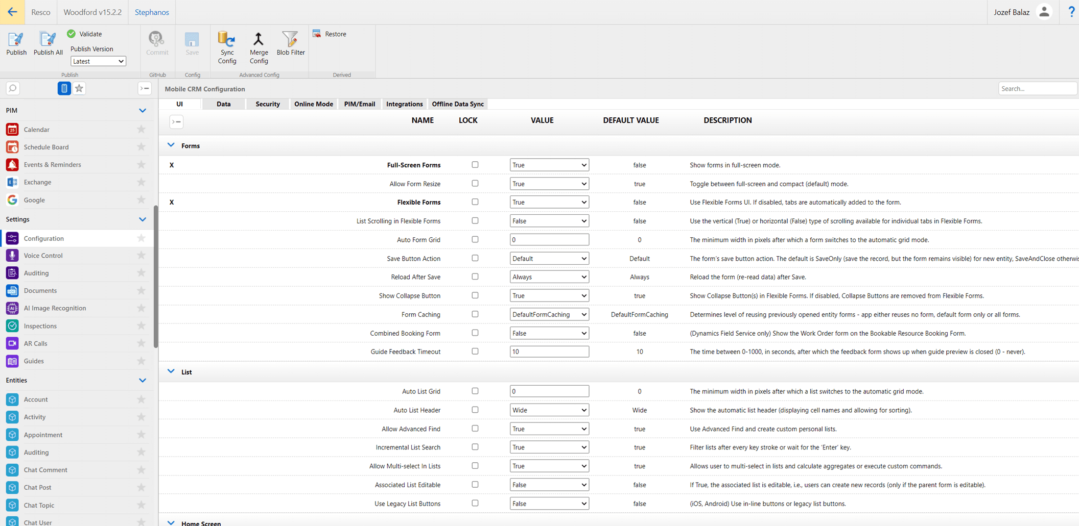 Woodford config setup