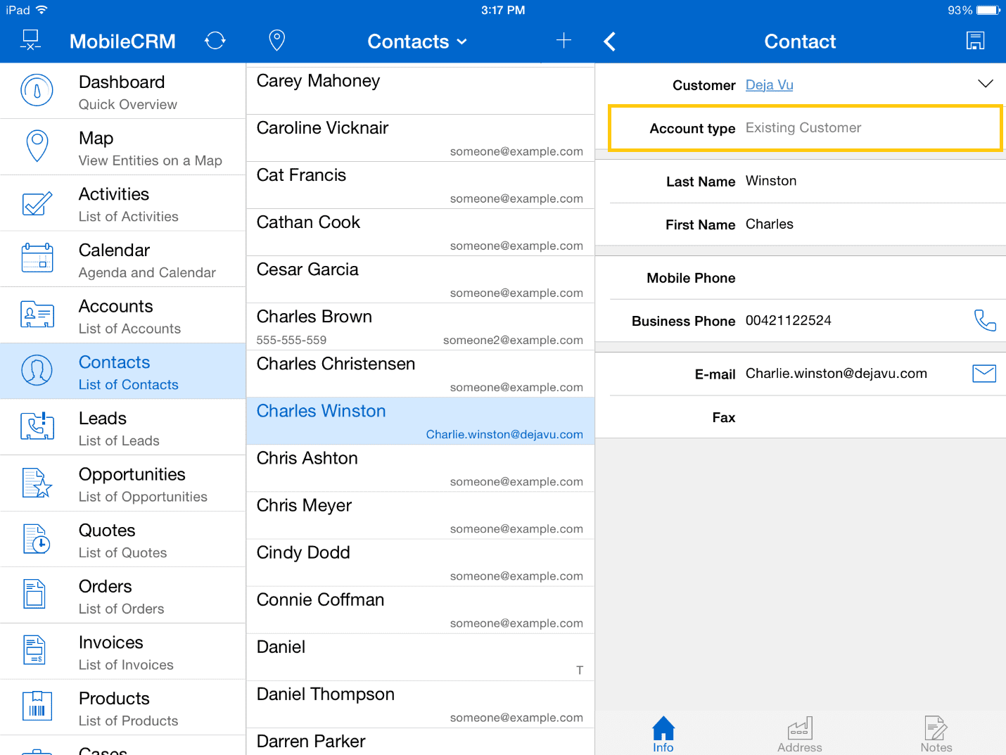 Displaying the relationship type of an account on a contact form - Resco Mobile CRM client for Microsoft Dynamics CRM