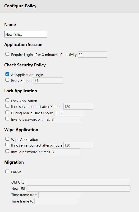 Security configuration in Woodford