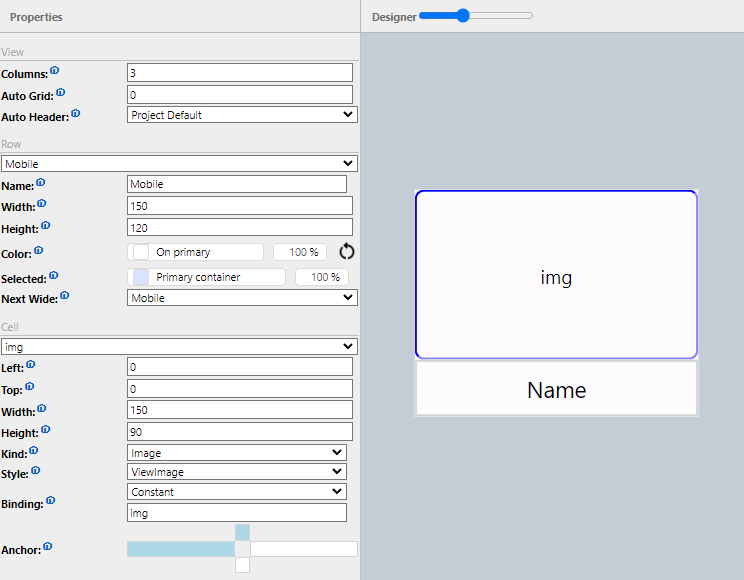 Image properties settings in Resco Woodford