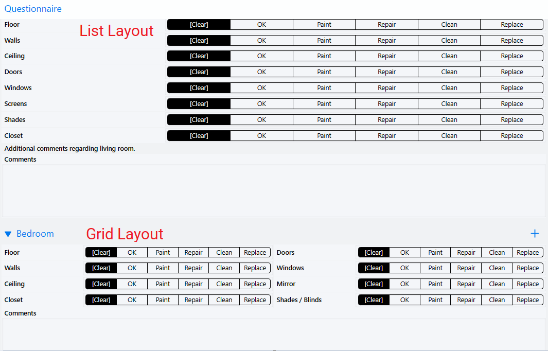 A comparison of list and grid layout in Resco questionnaire