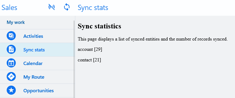 Screenshot of statistics from an app