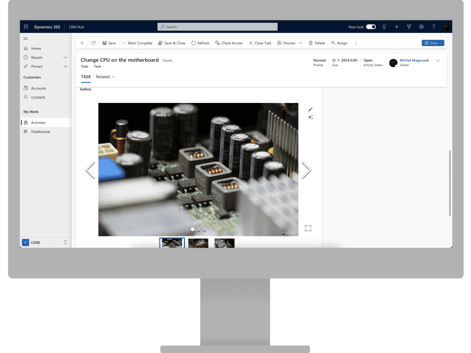 Resco Power Components app showcasing image gallery on desktop