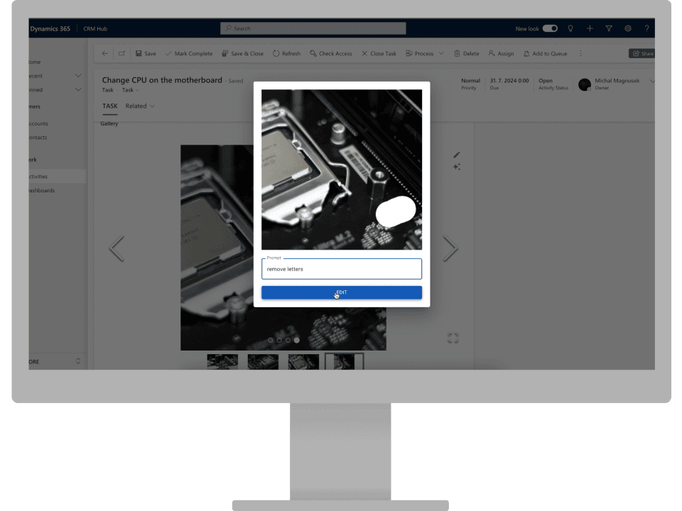 Resco Power Components app showcasing image gallery description on desktop