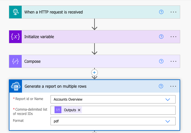 Power Automate flow for report generation on multiple rows 