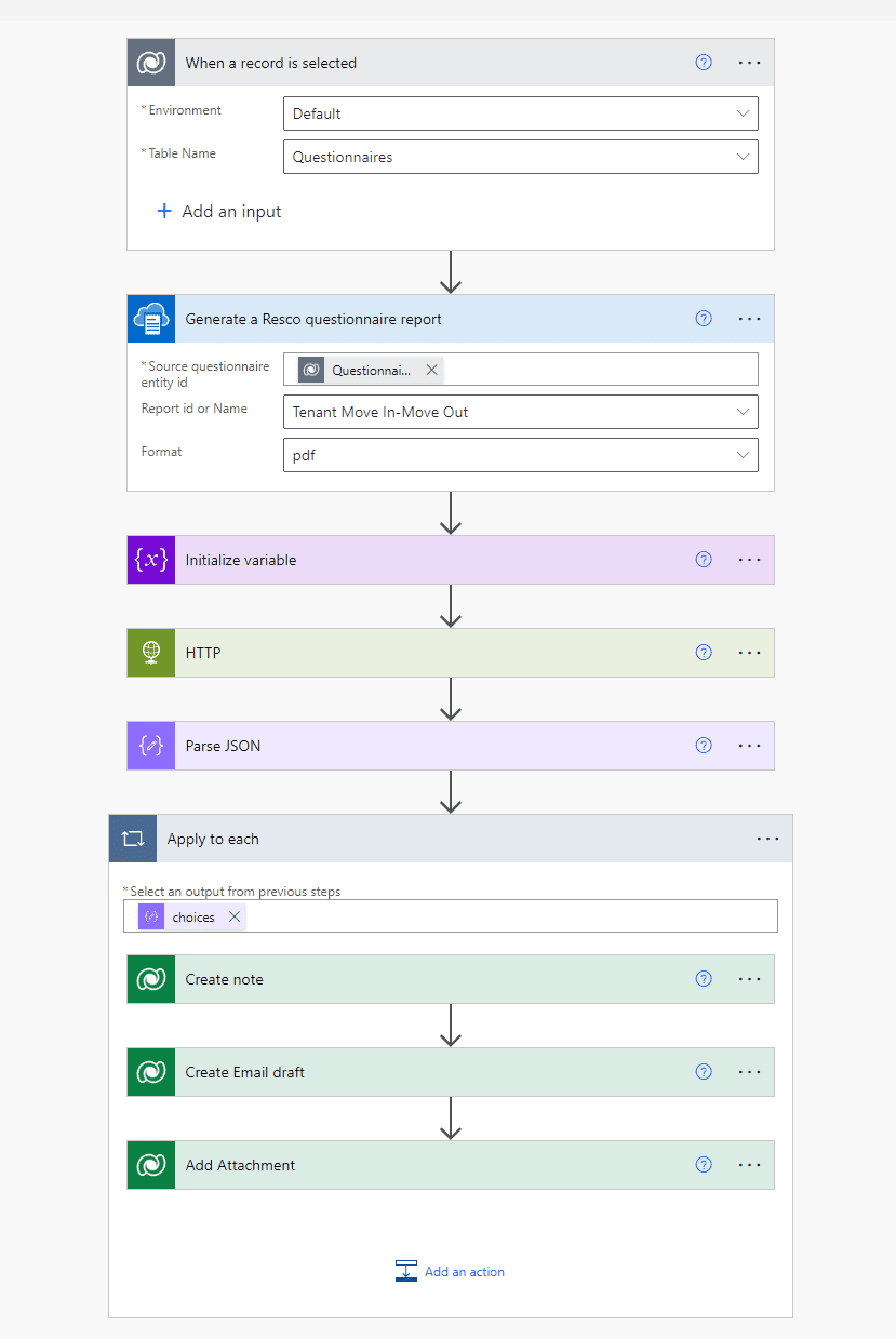 Power Automate and Resco connector custom flow for AI summary generation