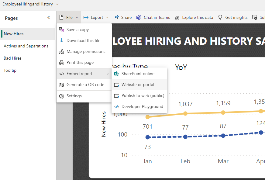 Report embedding in Power BI