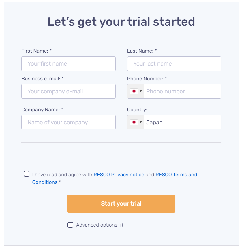 Trial form of Resco Inspections