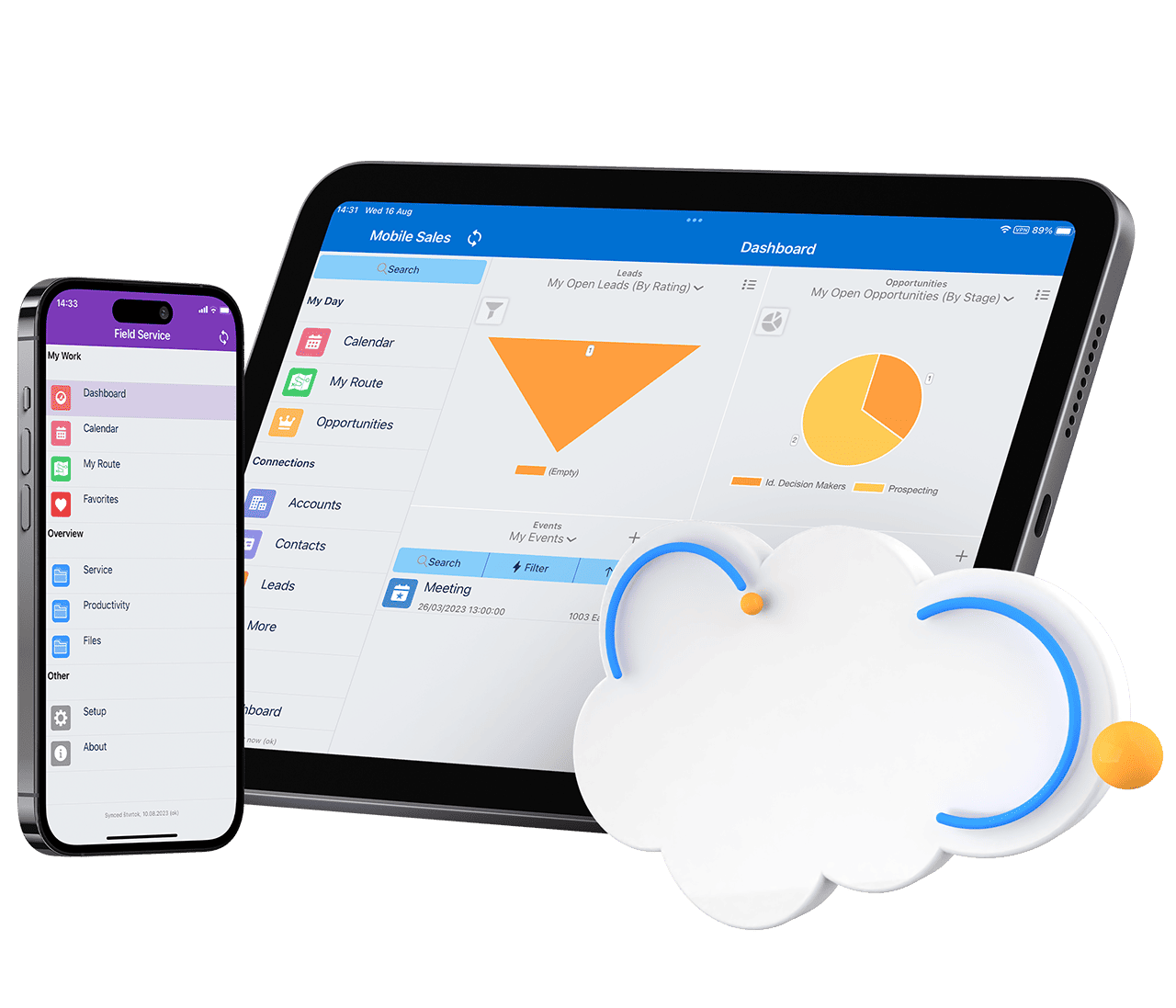 Resco Mobile CRM for Salesforceを展示するデバイス